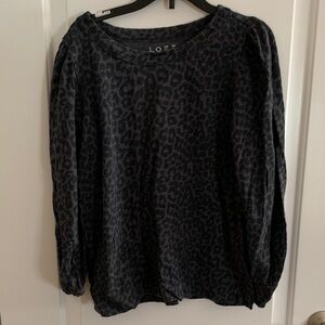 LOFT Charcoal Animal Print Top